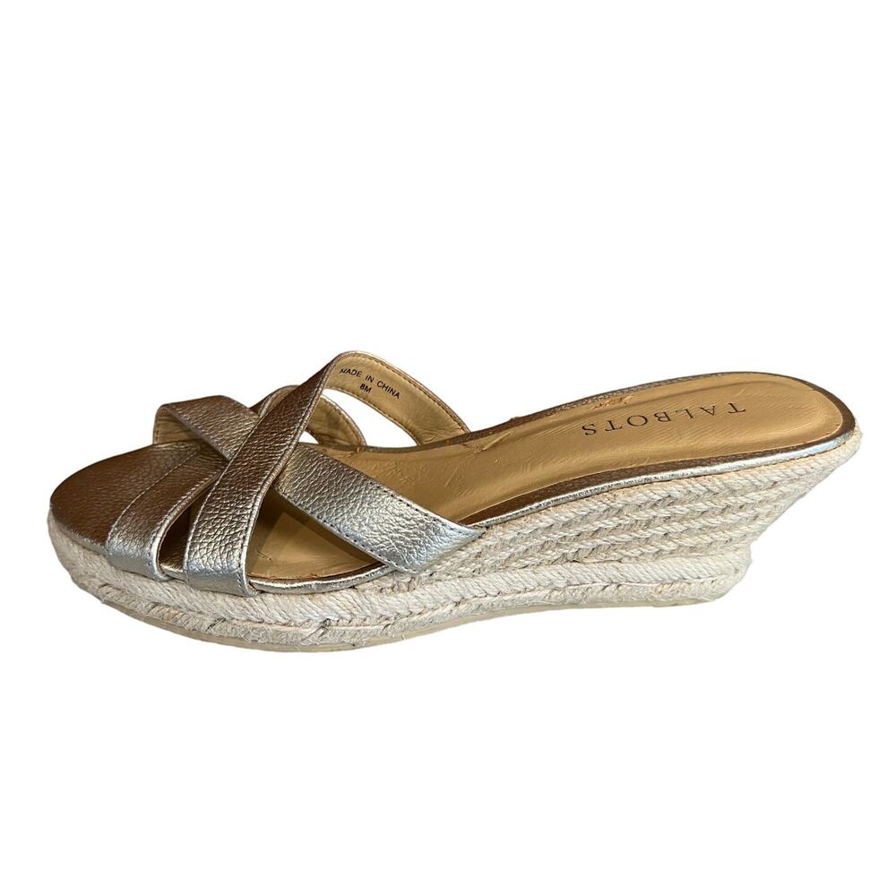 Talbots Gold Espadrille Wedge Sandals 8